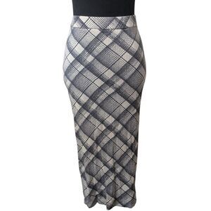 Club Monaco Textured Plaid Ribbed Knit Maxi Skirt Large